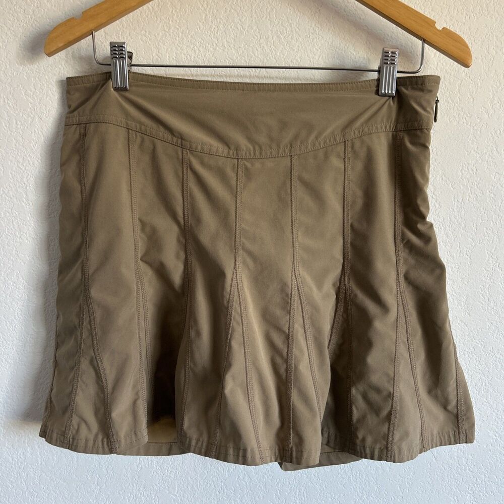 Athleta Skort Beige Brown Stretchy Athletic Skirt/Shorts Hike Gym Running Sz 6